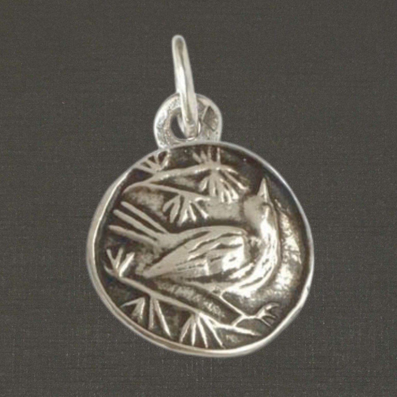 Pendentif argent massif 925/1000 réf. 076413 oiseau bec en l'air bijou Marie Toulhoat