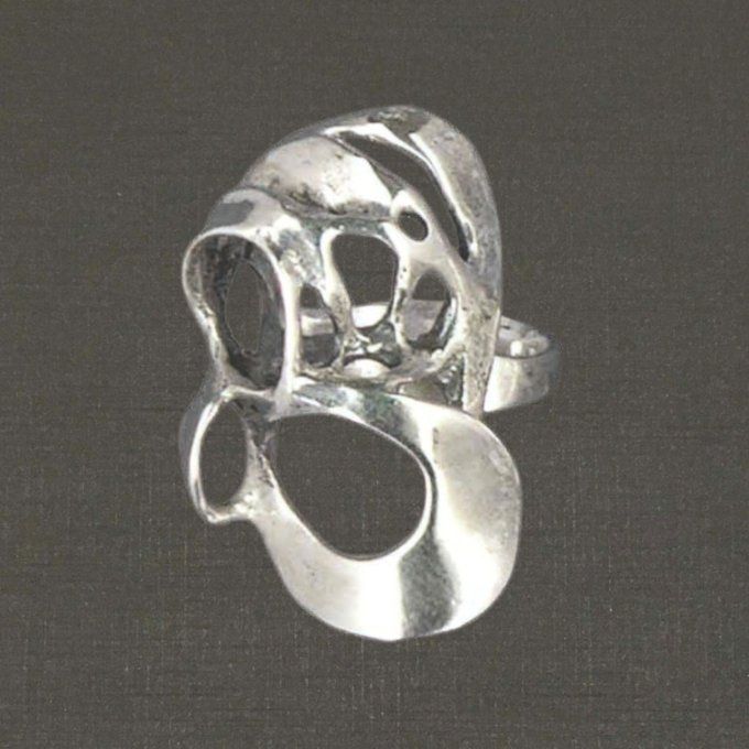 Bague ouverte réglable argent massif 925/1000 réf. 08115 baroque, bijoux Pierre Toulhoat.