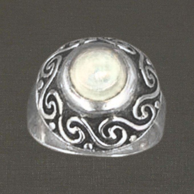 Bague ouverte réglable argent massif 925/1000 réf. 08121cdr, ronde de vagues, bijoux Toulhoat.