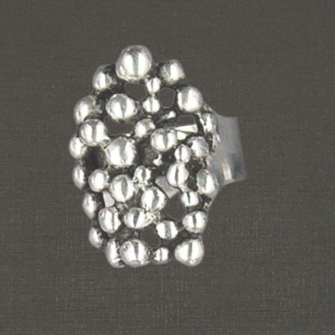 Bague ouverte réglable argent massif 925/1000 réf. 08128 mûre, bijoux Pierre Toulhoat.