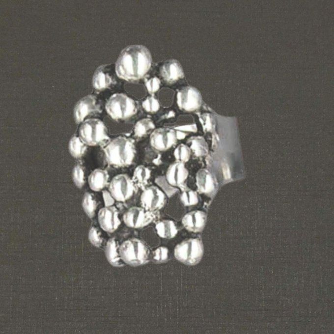 Bague ouverte réglable argent massif 925/1000 réf. 08128 mûre, bijoux Pierre Toulhoat.