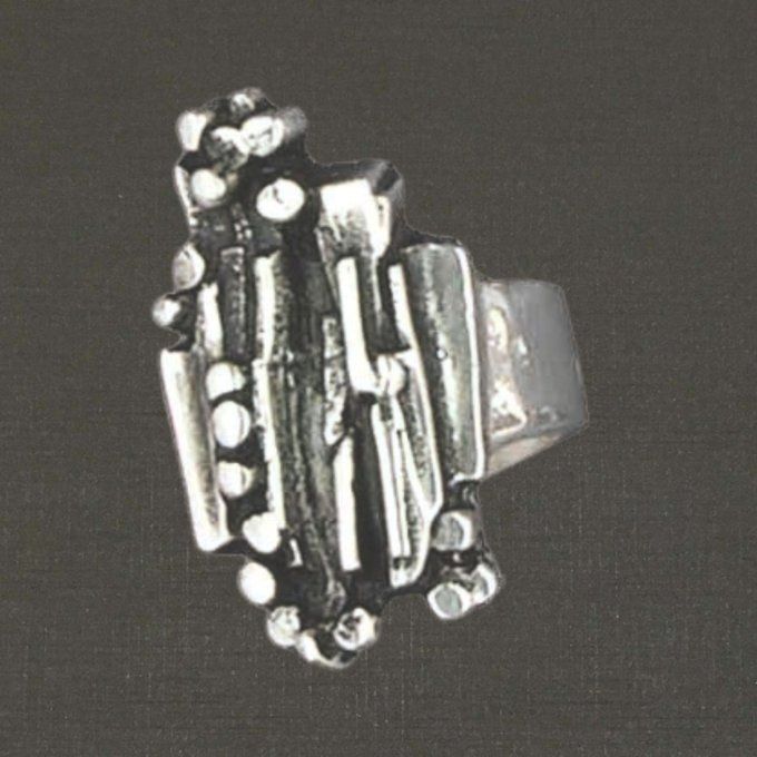 Bague ouverte réglable argent massif 925/1000 réf. 08129 moderne, bijoux Pierre Toulhoat.