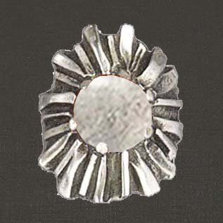 Bague ouverte argent massif 925/1000 réf 08132cdr, cristal de roche (bijoux Toulhoat).