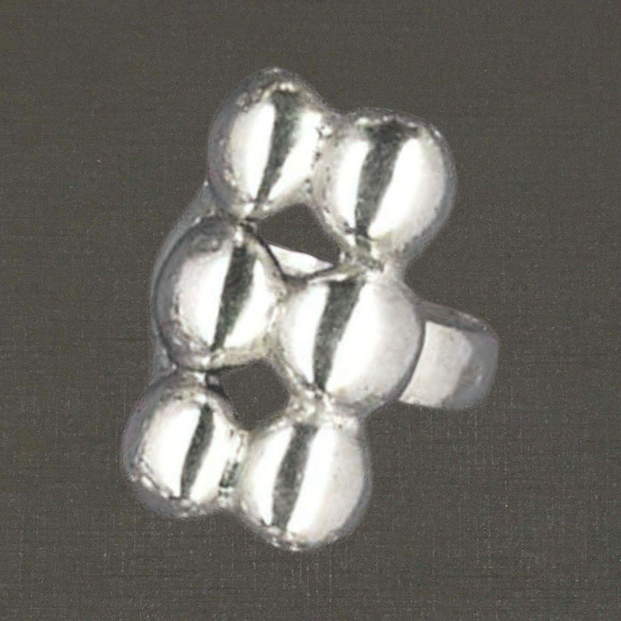 Bague ouverte réglable argent massif 925/1000 réf. 08200 six boules, bijoux Pierre Toulhoat.