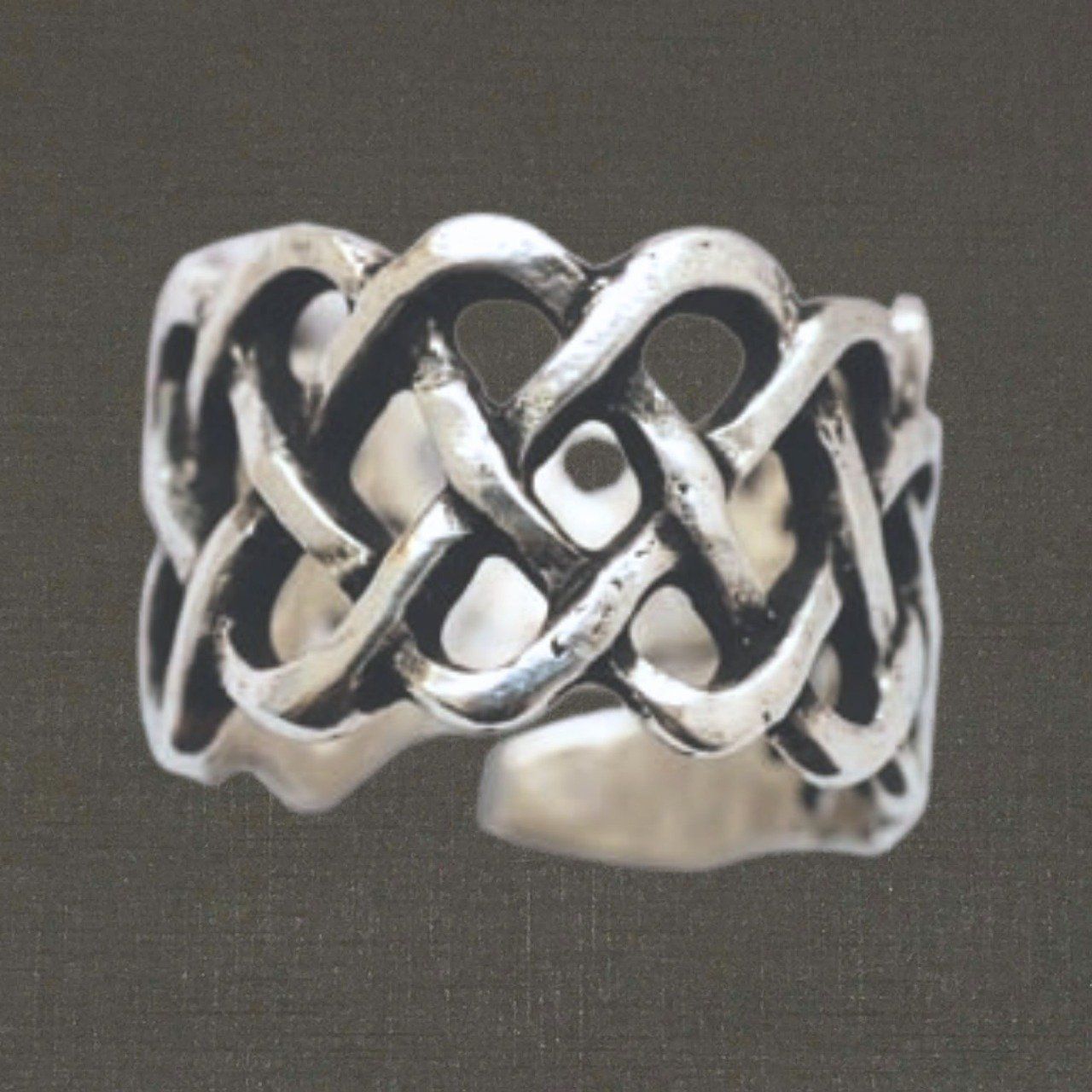 Bague ouverte réglable argent massif 925/1000 réf. 08223 cylindre entrelacs ajourés, bijoux Toulhoat