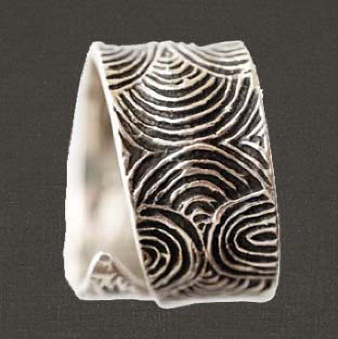 Bague ouverte cylindre grand modèle argent massif ref. 08224G. Gavrinis (bijoux Toulhoat).