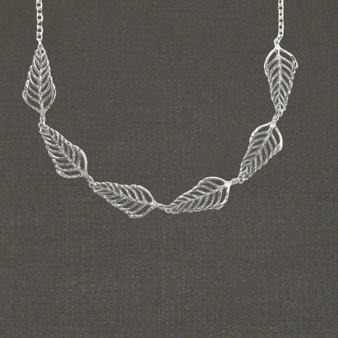 Collier argent massif 925/1000 réf. 09554 fougères 6 éléments, bijoux Pierre Toulhoat.