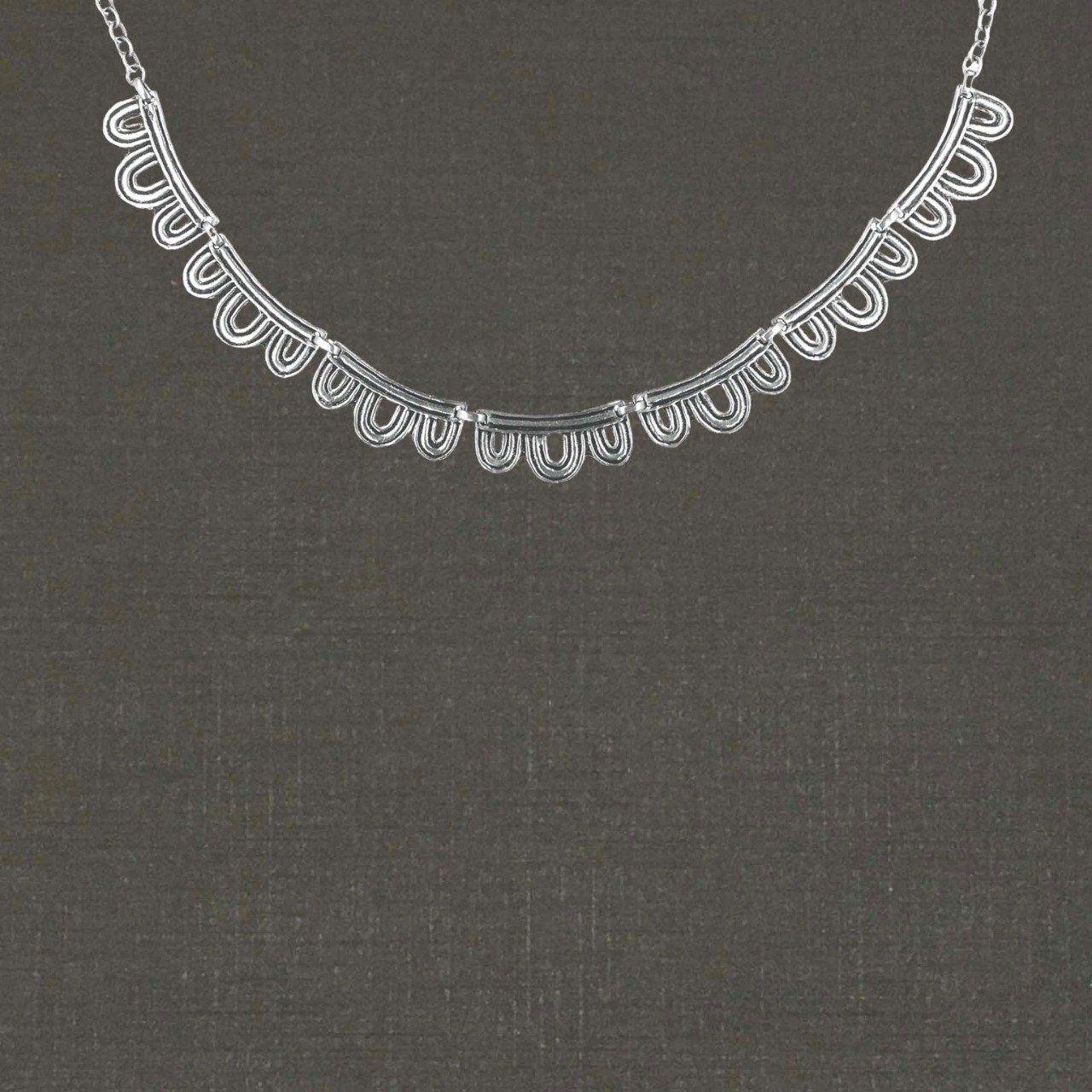 Collier argent massif 925/1000 réf. 09936 draperie 7 éléments, bijoux Pierre Toulhoat.