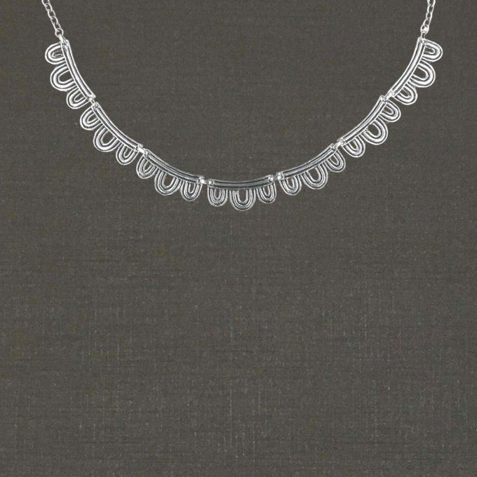 Collier argent massif 925/1000 réf. 09936 draperie 7 éléments, bijoux Pierre Toulhoat.