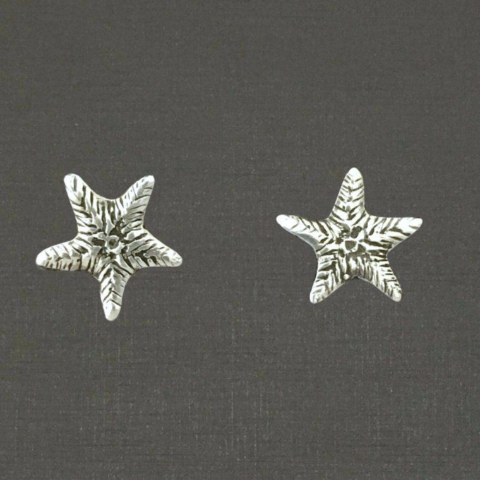Boutons d'oreilles argent massif 925/1000 réf. 10059, étoiles (bijoux Toulhoat).