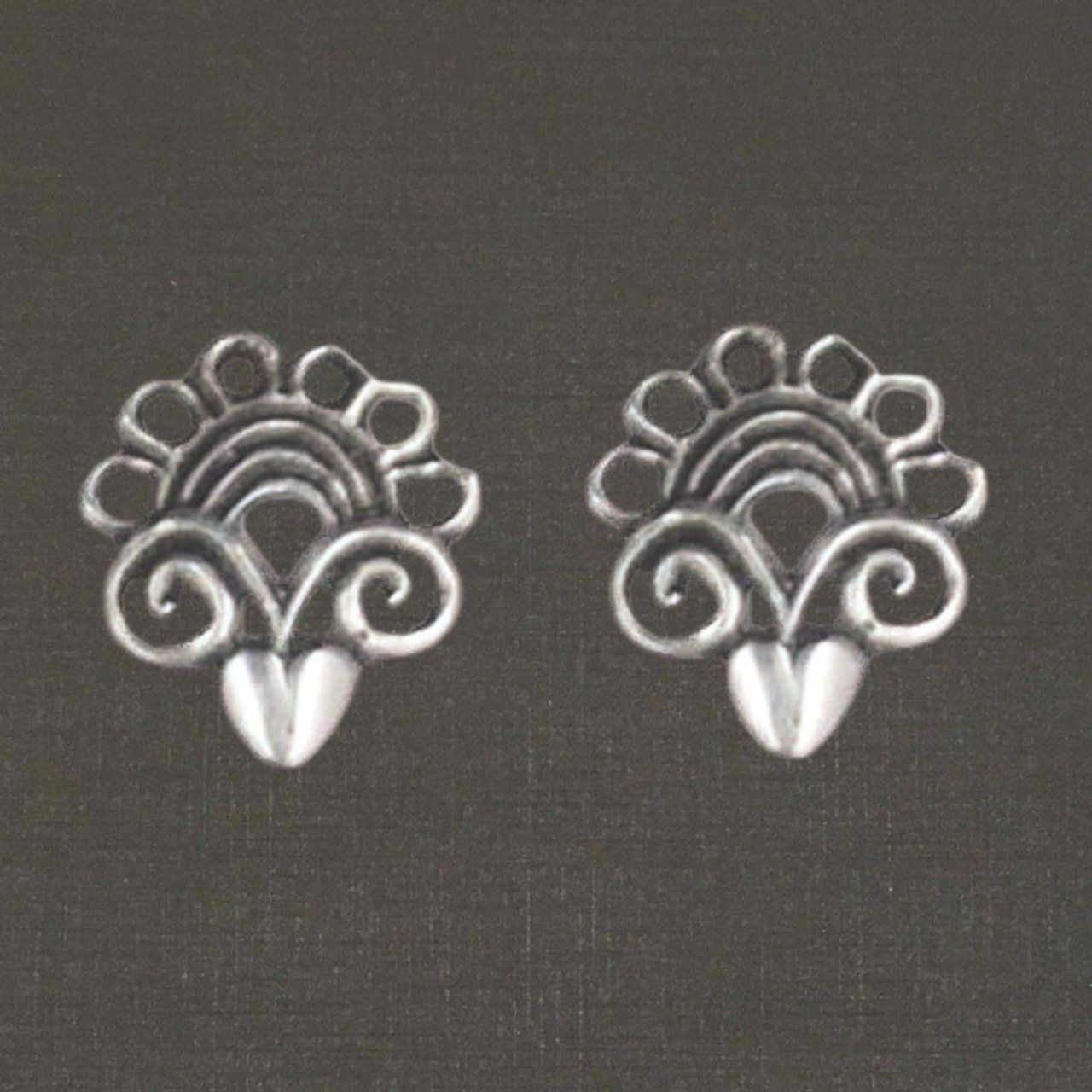 Boutons d'oreilles  argent massif 925/1000 réf. 10765 fleurons, bijoux Pierre Toulhoat.