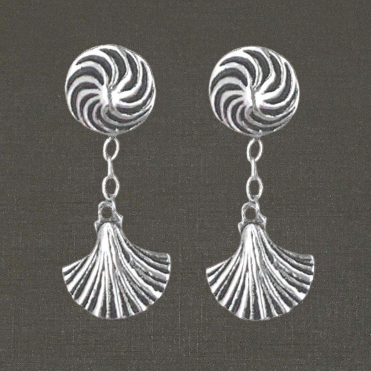 Pendants d'oreilles argent massif 925/1000 réf. 11015 coquilles, bijoux Pierre Toulhoat.