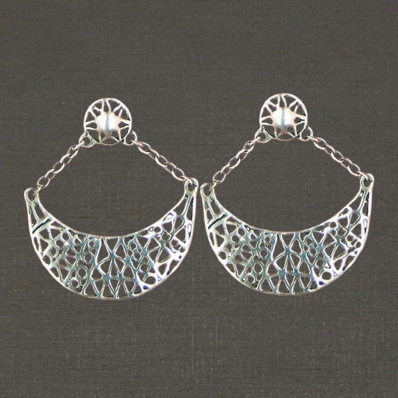 Pendants d'oreilles argent massif 925/1000 réf. 11022 lunes, bijoux Pierre Toulhoat. 