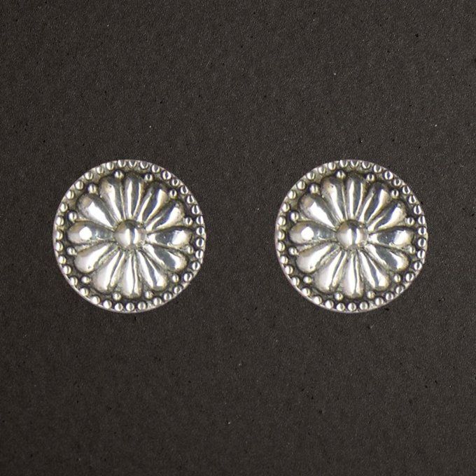Clips boutons pour oreilles argent massif 925/1000 réf. 12038. Marguerite. Bijoux Toulhoat.