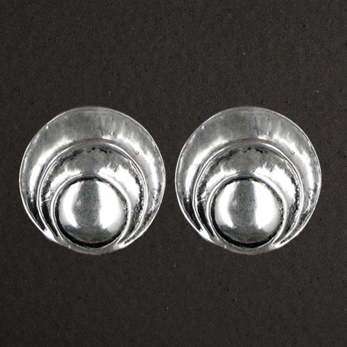 Clips boutons pour oreilles argent massif 925/1000 réf. 12039. Ondes. Bijoux Toulhoat.