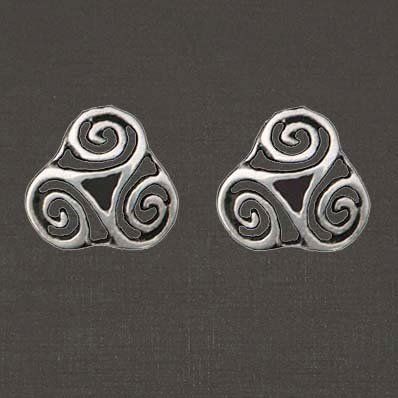 Clips boutons pour oreilles argent massif 925/1000 réf. 12060 triskel ajouré (bijoux Toulhoat).
