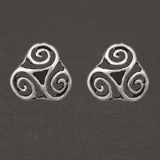 Clips boutons pour oreilles argent massif 925/1000 réf. 12060 triskel ajouré (bijoux Toulhoat). 