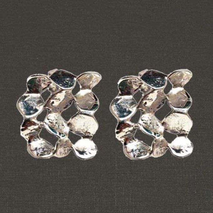Clips boutons pour oreilles argent massif 925/1000 réf. 12080, confettis (bijoux Toulhoat).