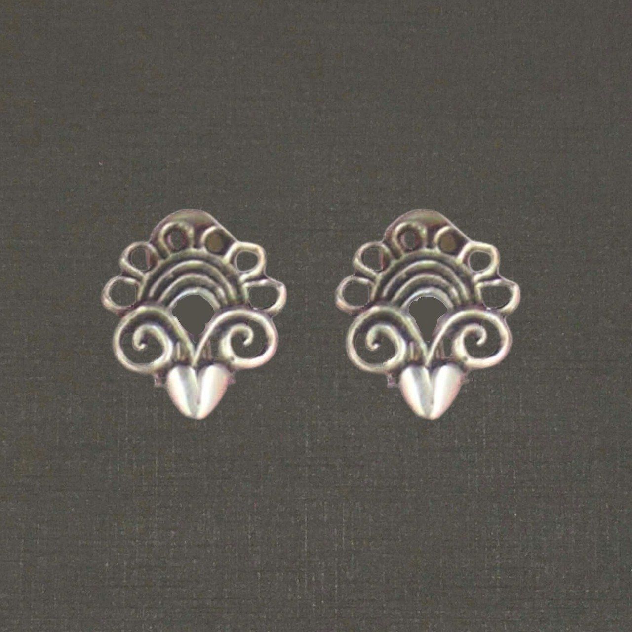 Clips boutons pour oreilles argent massif 925/1000 réf. 12765 fleurons, bijoux Pierre Toulhoat.