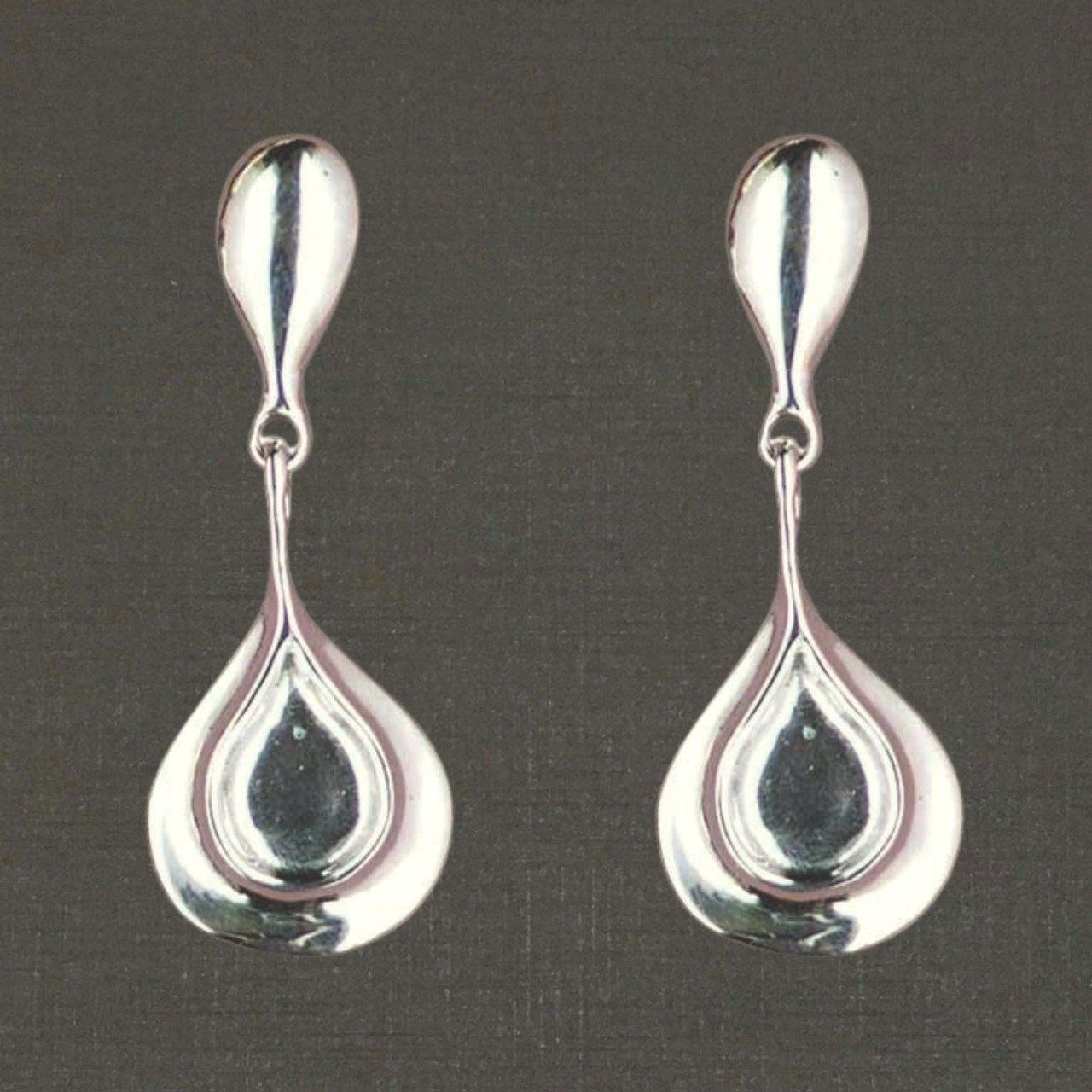 Clips pendants pour oreilles argent massif 925/1000 réf. 13003 miroirs, bijoux Pierre Toulhoat.