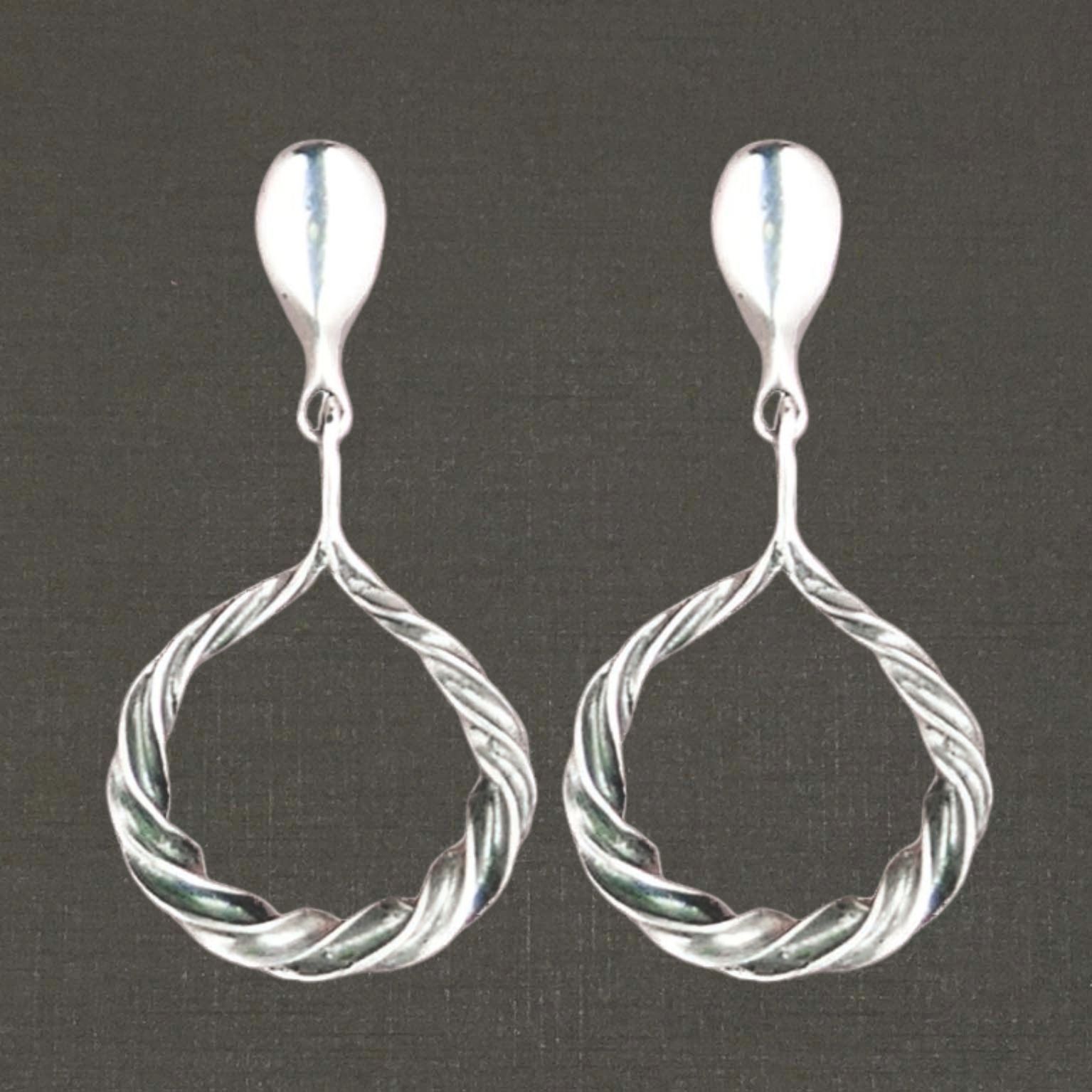 Clips pendants pour oreilles argent massif 925/1000 réf. 13004. Torsades. Bijoux Toulhoat.