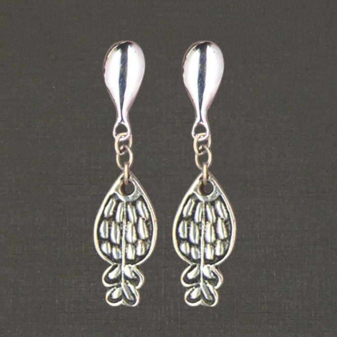 Clips pendants pour oreilles argent massif 925/1000 réf. 13046 friture poissons, bijoux Toulhoat.