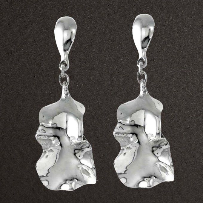 Clips pendants pour oreilles argent massif 925/1000 réf. 13921. Houx. Bijoux Toulhoat.
