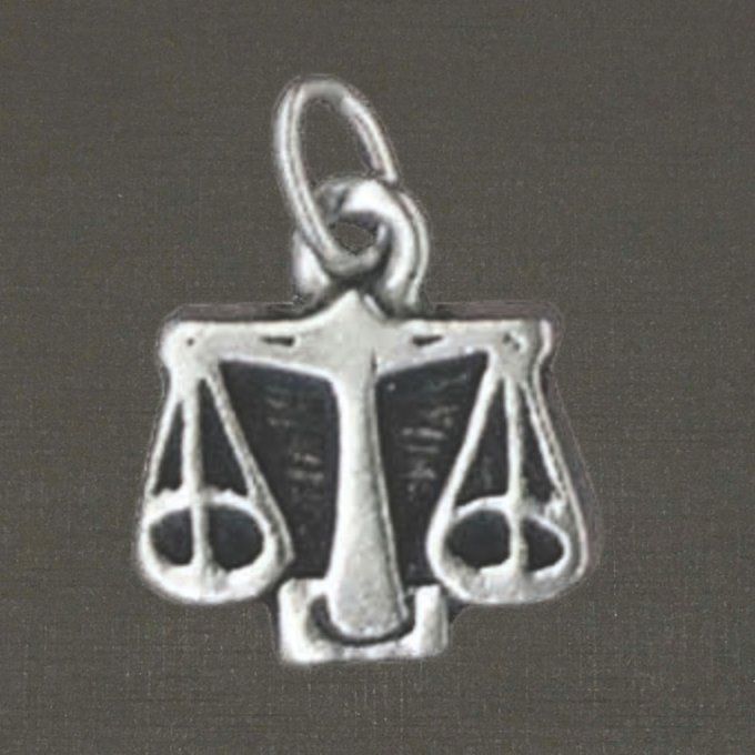 Pendentif argent massif 925/1000 réf. 18007 signe du zodiaque balance, bijoux Toulhoat.
