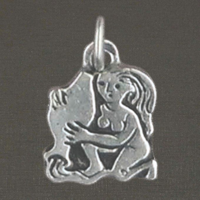 Pendentif argent massif 925/1000 réf. 18011 signe du zodiaque verseau, bijoux Toulhoat.