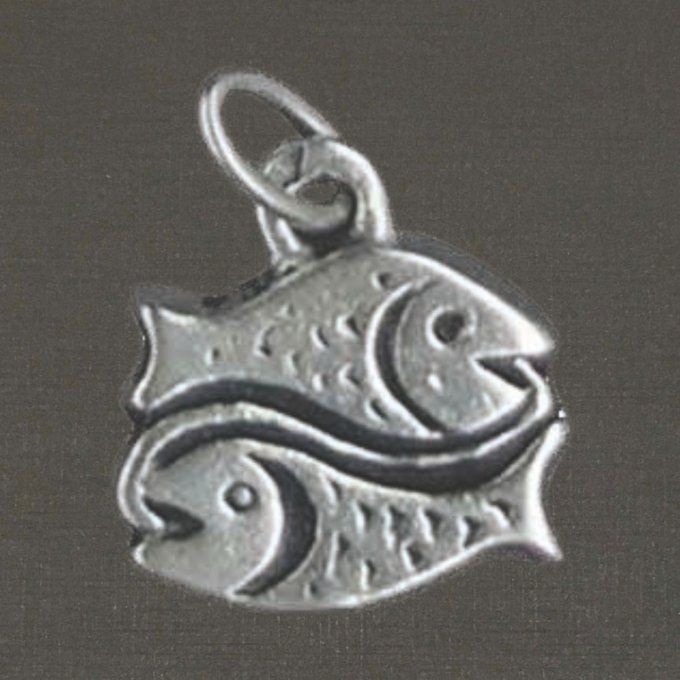 Pendentif argent massif 925/1000 réf. 18012 signe du zodiaque poissons, bijoux Toulhoat.