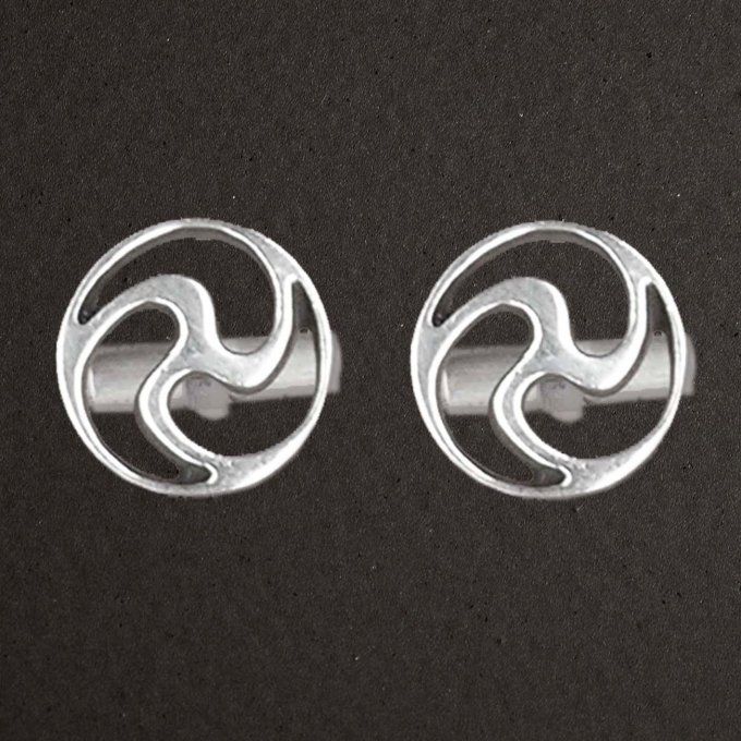 Boutons de manchette argent massif 925/1000 réf. 18053, triskel découpé épais 3. Bijoux Toulhoat.