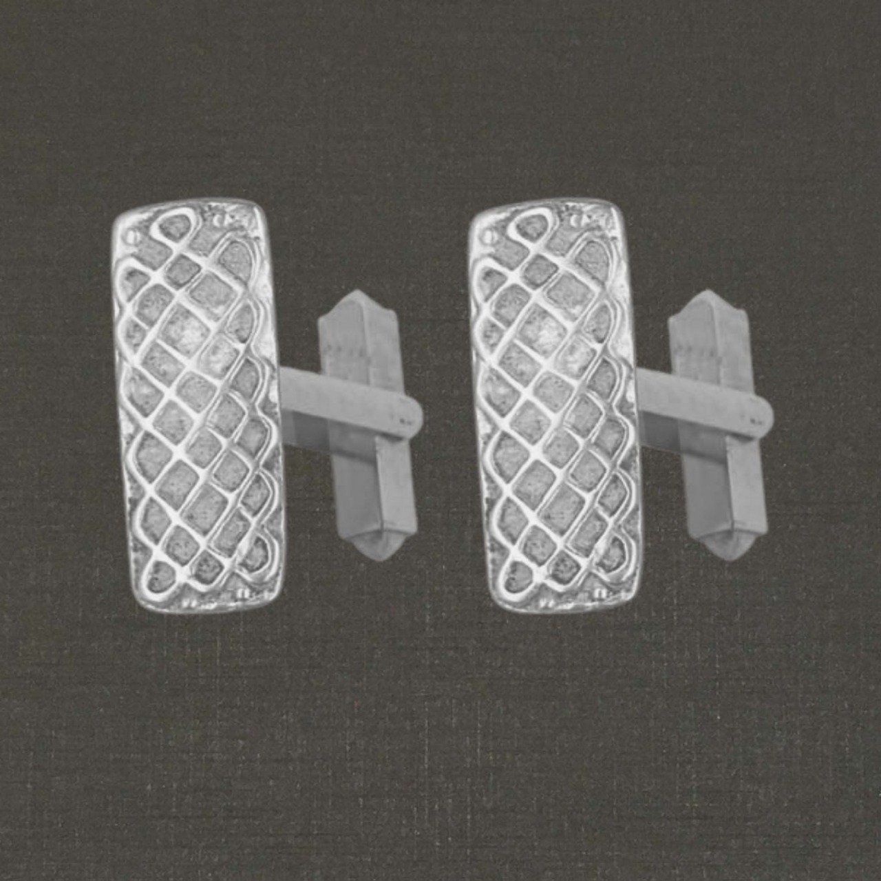 Boutons de manchettes argent massif 925/1000 réf. 18065, entrelacs rectangle, bijoux Toulhoat.