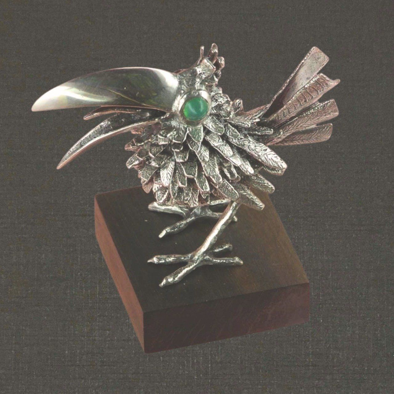 Sujet sur socle, argent massif 925/1000 réf. 18103 toucan, Pierre Toulhoat.