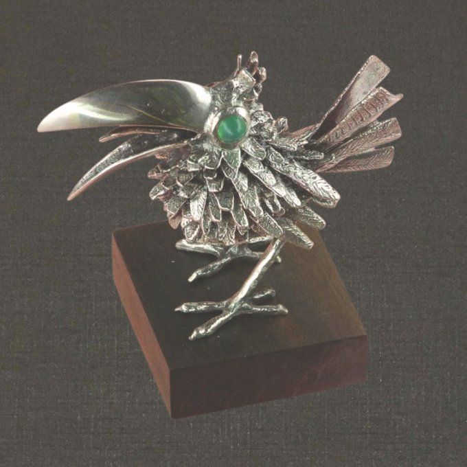 Sujet sur socle, argent massif 925/1000 réf. 18103 toucan, Pierre Toulhoat.