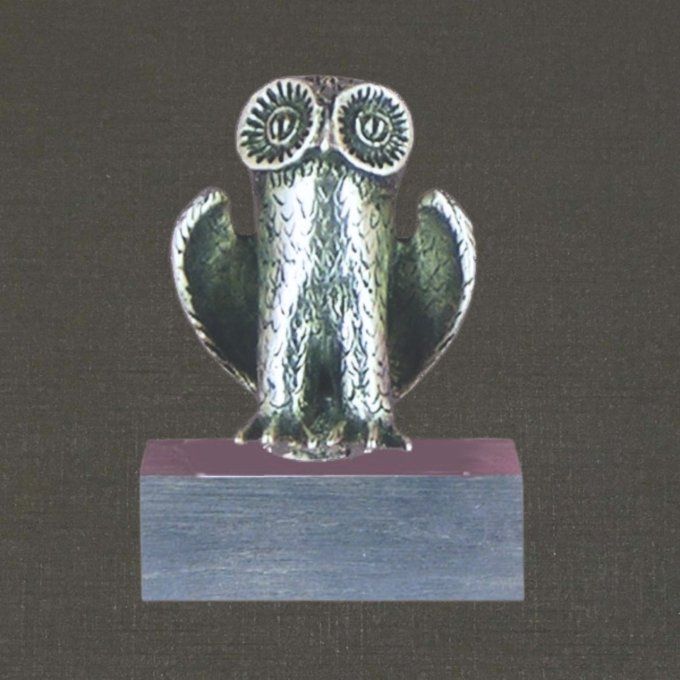 Sujet sur socle, argent massif 925/1000 réf. 18112 mini-hibou, Pierre Toulhoat.