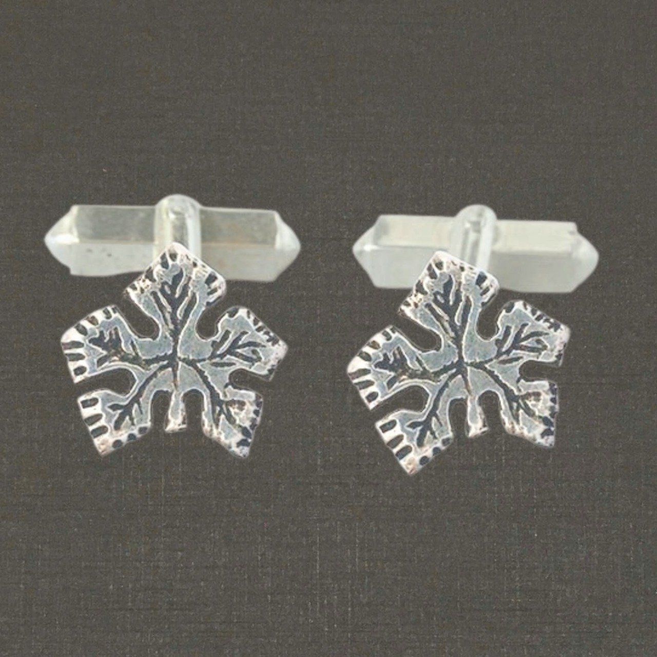 Boutons de manchettes argent massif 925/1000 réf. 186311 feuilles de vigne, Vincent Toulhoat.