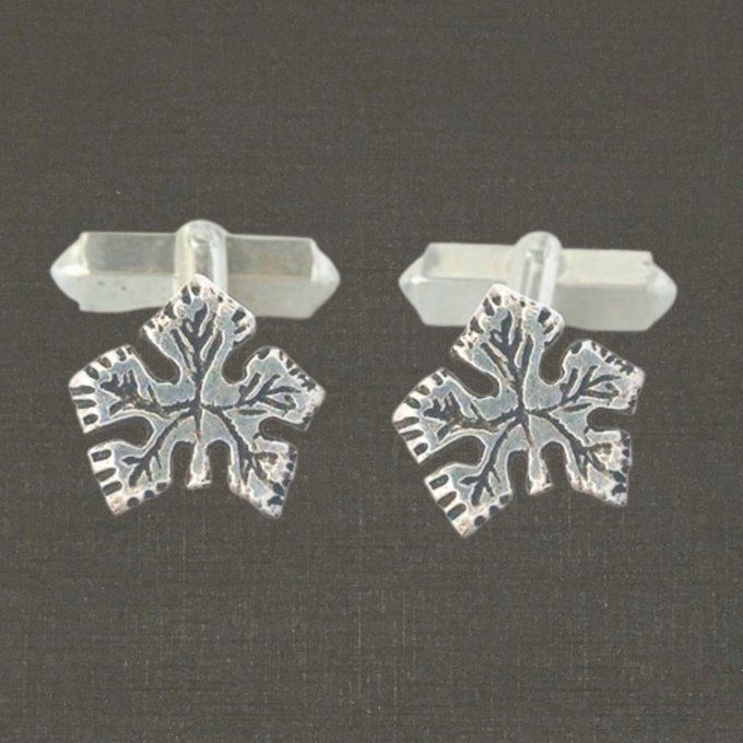 Boutons de manchettes argent massif 925/1000 réf. 186311 feuilles de vigne, Vincent Toulhoat.
