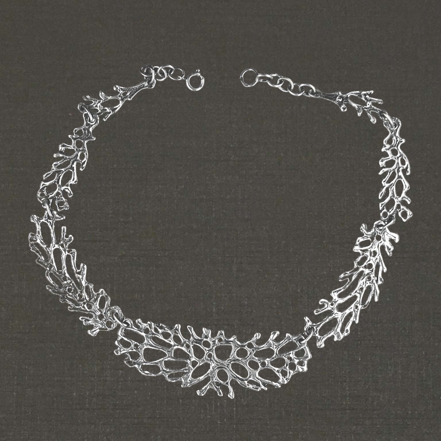 Collier argent massif 925/1000 réf. 09907. Grande Marée (algues). Bijoux Pierre Toulhoat.