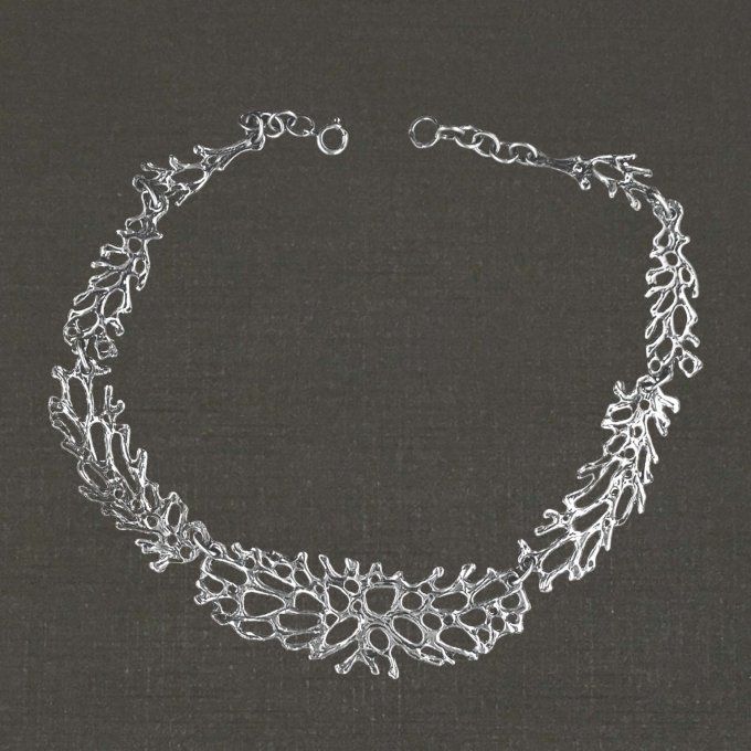 Collier argent massif 925/1000 réf. 09907. Grande Marée (algues). Bijoux Pierre Toulhoat.