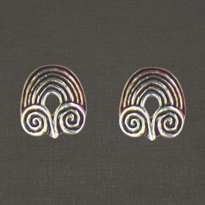 Clips boutons pour oreilles argent massif 925/1000 réf. 12011 cornes de bélier, bijoux Toulhoat.